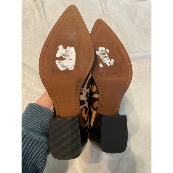 LINEA PAOLO Sevilla II Genuine Calf Hair Leopard Boots Block Heel Pointed 5.5 - Picture 7 of 10